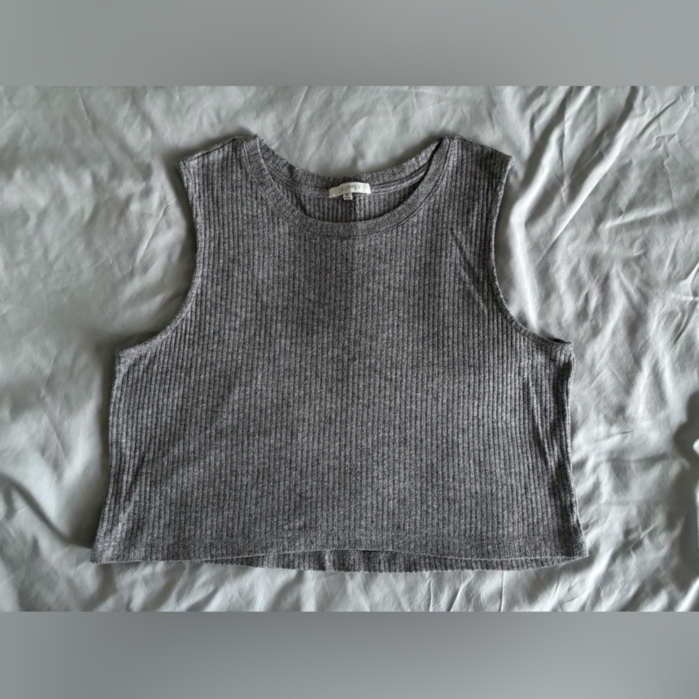 Z Supply Gray Ribbed Knit Top